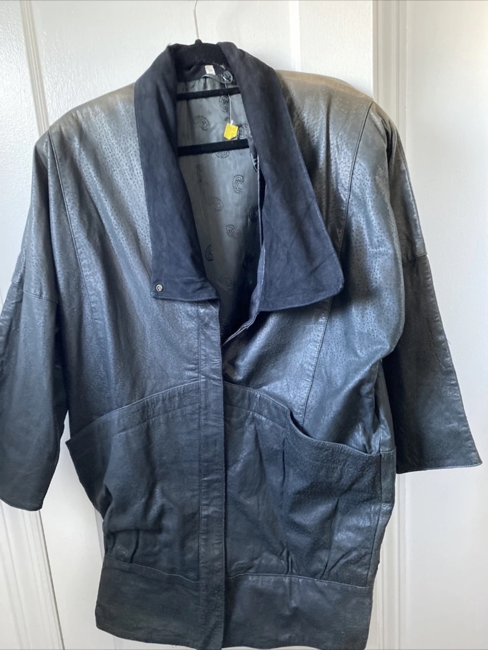 Black Leather Oversized Women's Jacket new Size S/m